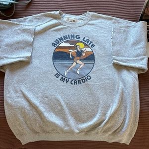 2XL running late is my cardio sweatshirt cut off sleeves